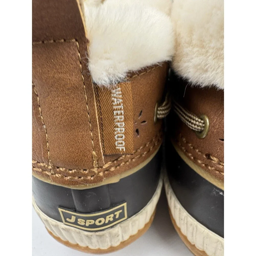 JSport Women's Mary Faux Fur Trimmed Slip On Duck Boots Size 7 M Waterproof